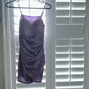 purple sparkle homecoming dress